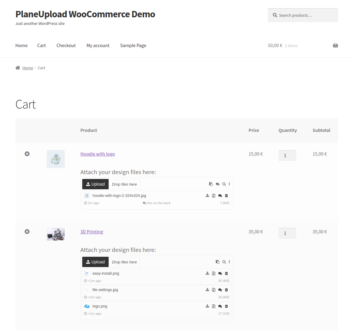 WooCommerce allow customer to upload files to the cart